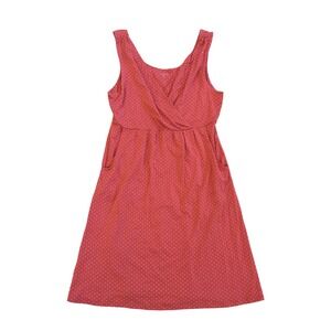 Garnet Hill Red Polka Dot Sleeveless Jersey Tencel Blend‎ Dress M Classic Preppy